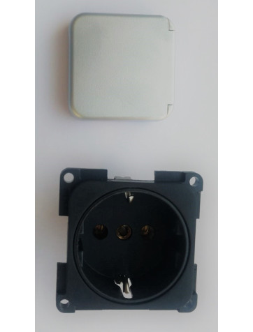 Spina nera per presa 220V con tappo argento