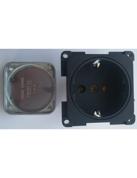 Black plug for 220V socket with silver cover Black plug for 220V socket with silver cover