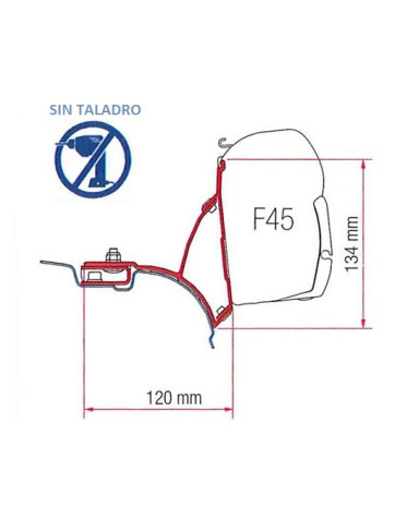 Adaptador para toldo F45 s para VW T5 Transporter Multivan