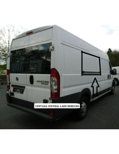Right central sliding window for Fiat Ducato from 2007 onwards 1360 x 585 mm Carbest