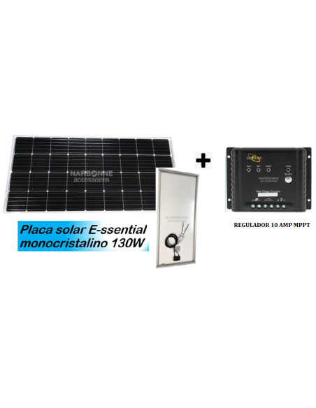 Panneau Solaire Essential 130W + Câble + Contrôleur Solaire MPPT + Presse-étoupe Panneau Solaire Essential 130W + Câble + Contrôleur Solaire MPPT + Presse-étoupe
