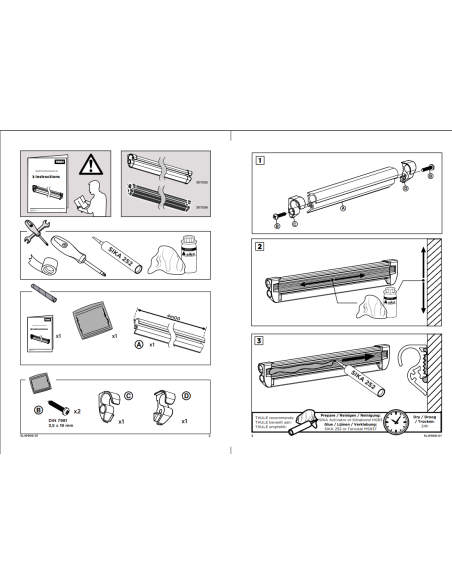 Thule rail de guidage universel en aluminium blanc avec base renforcée 4 mètres