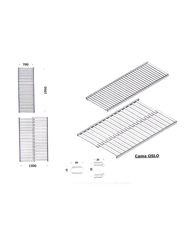 Folding bed base 130/70 x 195 cm Oslo