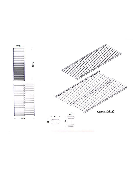 Folding bed base 130/70 x 195 cm Oslo