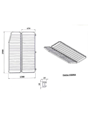 Base de cama dobrável 130/65 x 190 cm Viena
