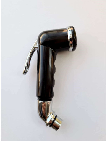 Grifo de ducha hembra con pulsador. Negro.