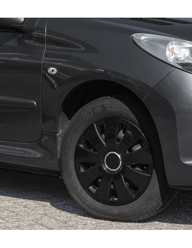 Set of black hubcaps for wheels mod. Aura 15 inch x4