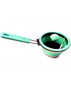 Cazo plegable de silicona con tapa de cristal