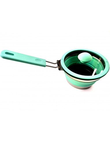 Cazo plegable de silicona con tapa de cristal