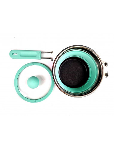 Casserole en silicone pliable avec couvercle en verre