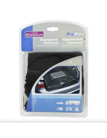 Elastic luggage net 80 x 60cm with plastic hooks