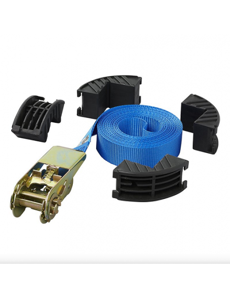 Blue lashing strap with lashing and edge protectors 5 meters