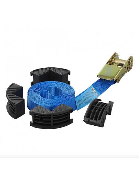 Blauer Zurrgurt mit Zurrgurt und Kantenschutz 5 Meter Blauer Zurrgurt mit Zurrgurt und Kantenschutz 5 Meter