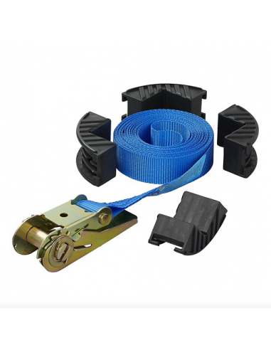 Blue lashing strap with lashing and edge protectors 5 meters