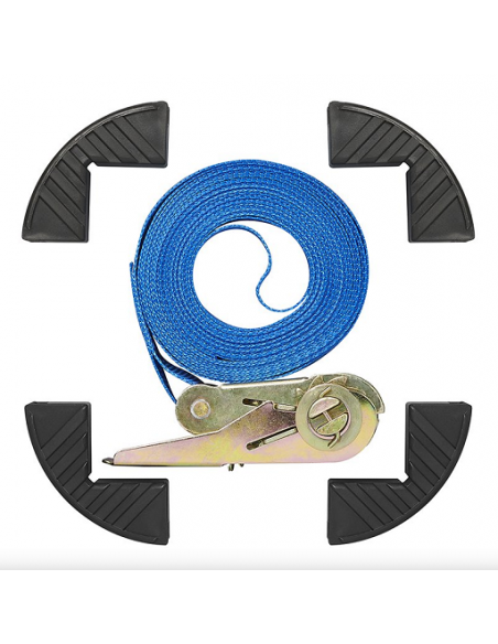 Blauer Zurrgurt mit Zurrgurt und Kantenschutz 5 Meter Blauer Zurrgurt mit Zurrgurt und Kantenschutz 5 Meter