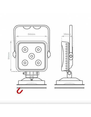 Lampada da lavoro a led con magnete e 3 metri di cavo 12V