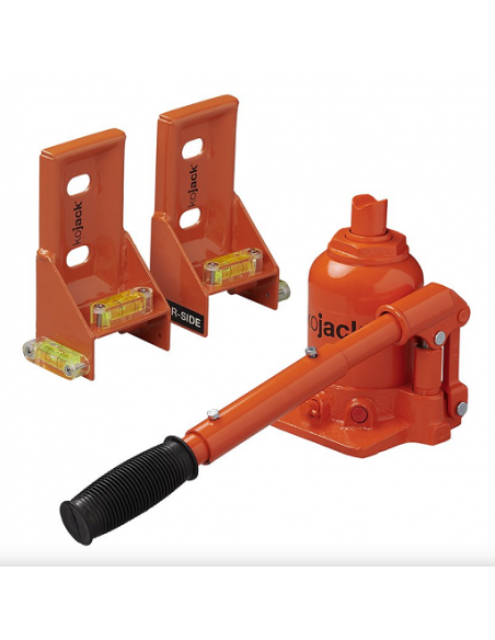 Hydraulischer Kojack-Wagenheber mit Hebel und Wasserwaagen.