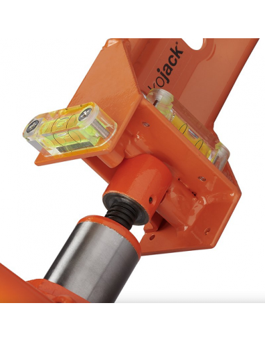 Hydraulischer Kojack-Wagenheber mit Hebel und Wasserwaagen.