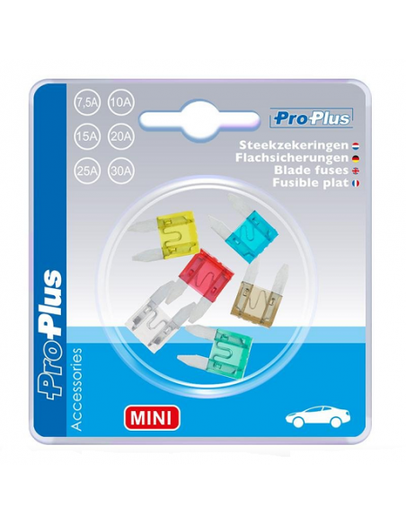 Mini fusível sortido, 6 peças