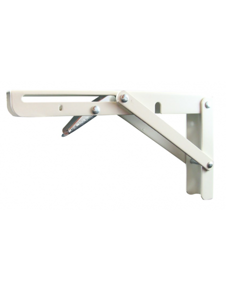 Escuadra plegable con bloqueo de seguridad lacado en acero blanco de 200 mm