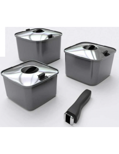 Conjunto de potes quadrados x3 unidades SmartSpace