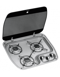 Cocina Dometic HBG 3445 de 3 fuegos con tapa de cristal