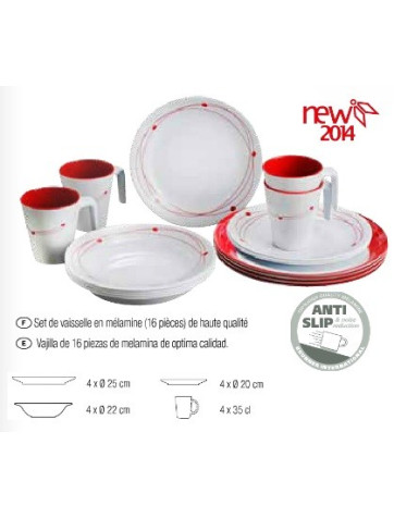 Brunner 16-piece melamine tableware - Non-slip