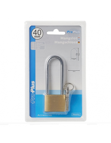 Lucchetto in ottone da 40 mm con arco lungo 75 mm