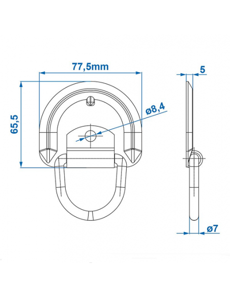 Argolla de sujeción 76 x 66 mm Argolla de sujeción 76 x 66 mm