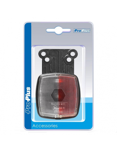 Red/white clearance light 92x42mm with reflectors on bracket