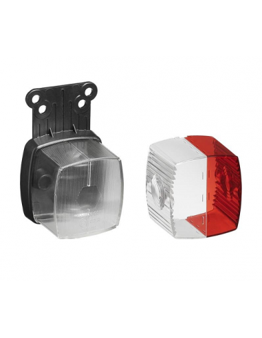 Red/white clearance light 92x42mm with reflectors on bracket