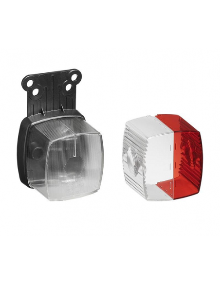 Red/white clearance light 92x42mm with reflectors on bracket Red/white clearance light 92x42mm with reflectors on bracket