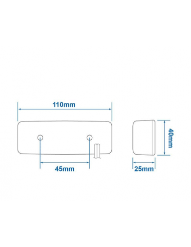 Feu jaune pour position latérale de 12/24V et LED de 110x40mm