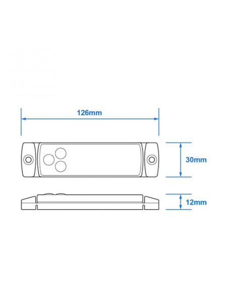 Feu rouge pour position arrière de 12/24V et led de 126x30mm