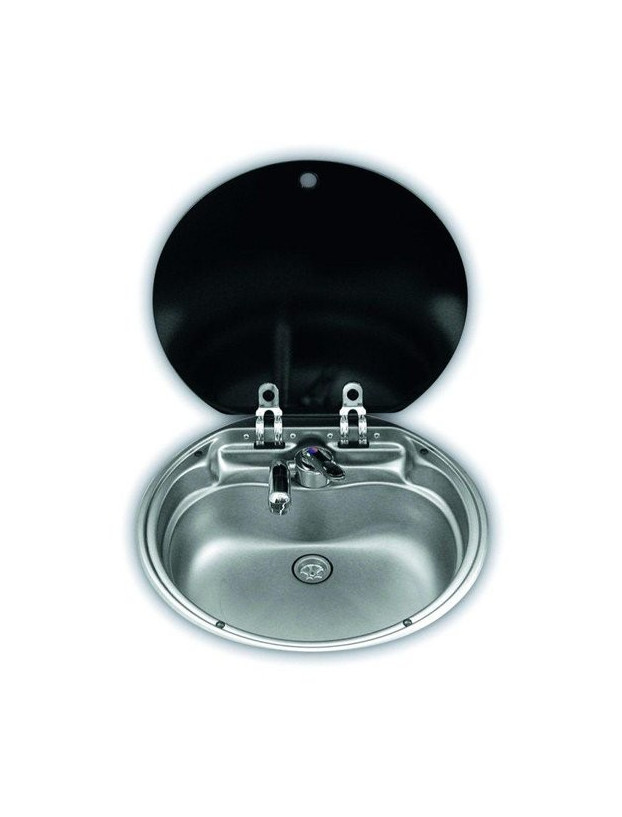 Fregadero redondo inox Dometic SNG 420 tapa cristal