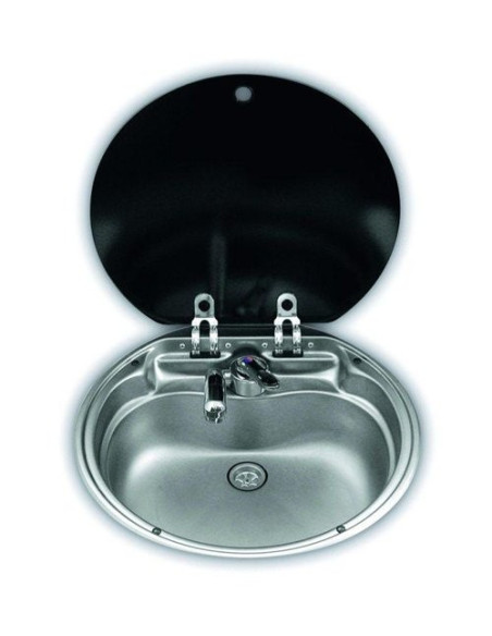 Fregadero redondo inox Dometic SNG 420 tapa cristal Fregadero redondo inox Dometic SNG 420 tapa cristal