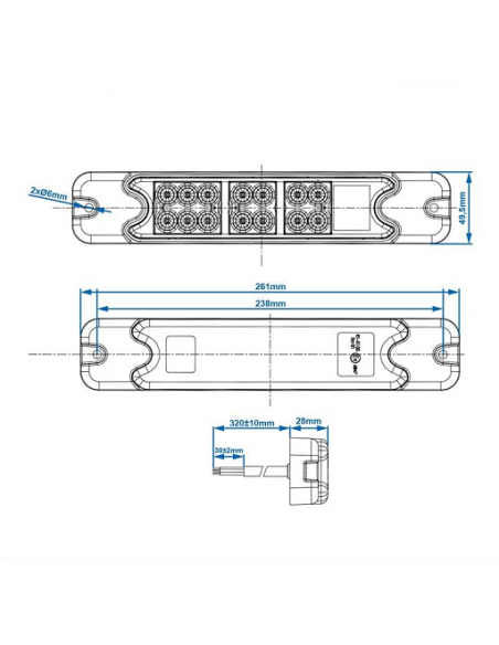 4-Funktions-Rücklicht 192x51mm 18LED