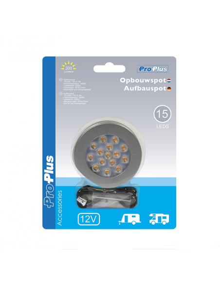 Spot light for surface 15-leds 12V 200lm Ø70x12mm Pro Plus
