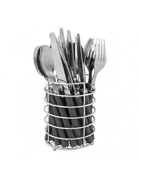 Set posate con cestello da 24 pezzi.
