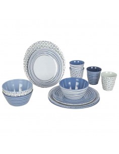 Mix Blue Melamine Blue 16-Piece Dinnerware Set. Bo-Camp
