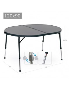 Ovaler Tisch aus grauem Aluminium 120 x 90 cm gewellt