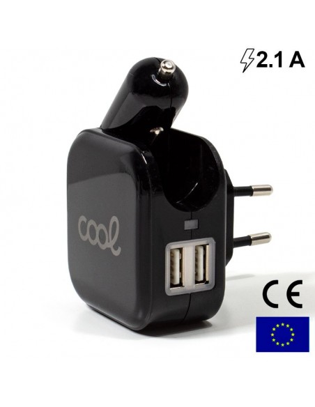 Carregador móvel 12v/220v com 2 X USB 2.1Amp