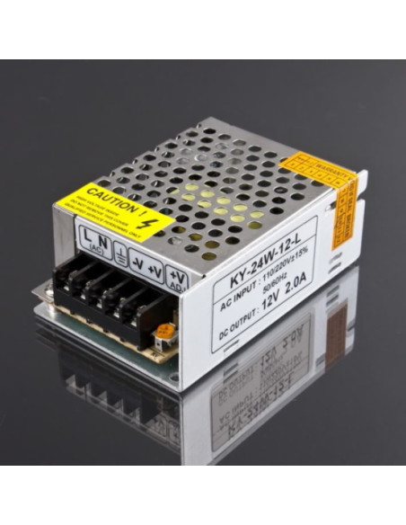 Alimentador chasis acero 12v. 2A Alimentador chasis acero 12v. 2A