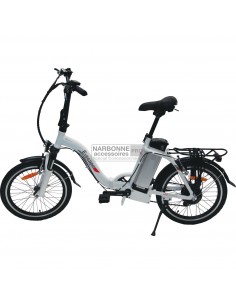 Bicicleta de asistencia eléctrica plegable blanca E-scape