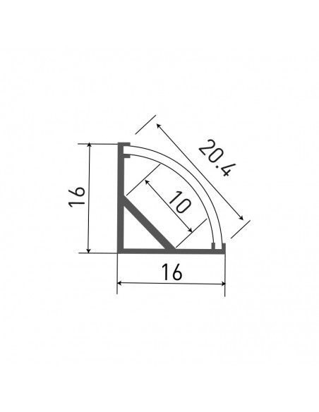 Profilo in alluminio di angolo per LED