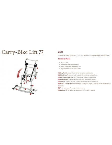 Portabicis Carry Bike Lift 77 Fiamma für Autocaravana