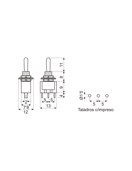 2P 1C Small Toggle Switch