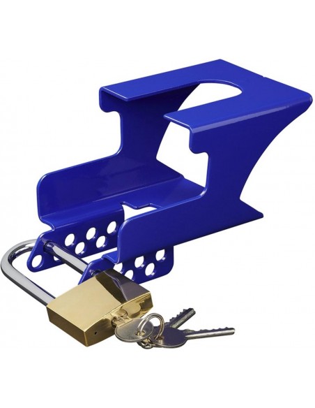 Anti-theft lock for trailer hitch.