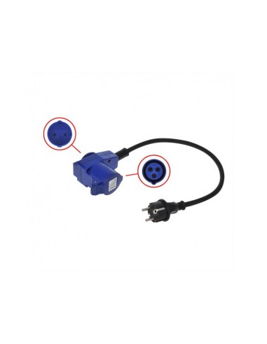 40cm Adapterkabel vom Schukostecker zum CEE Winkelstecker + Schukostecker