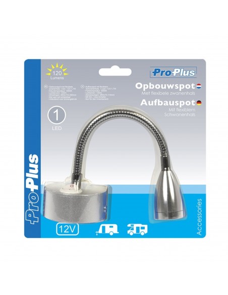 Lampara foco 1 led Flexible 12V 120lm Ø 65x110-260 mm.